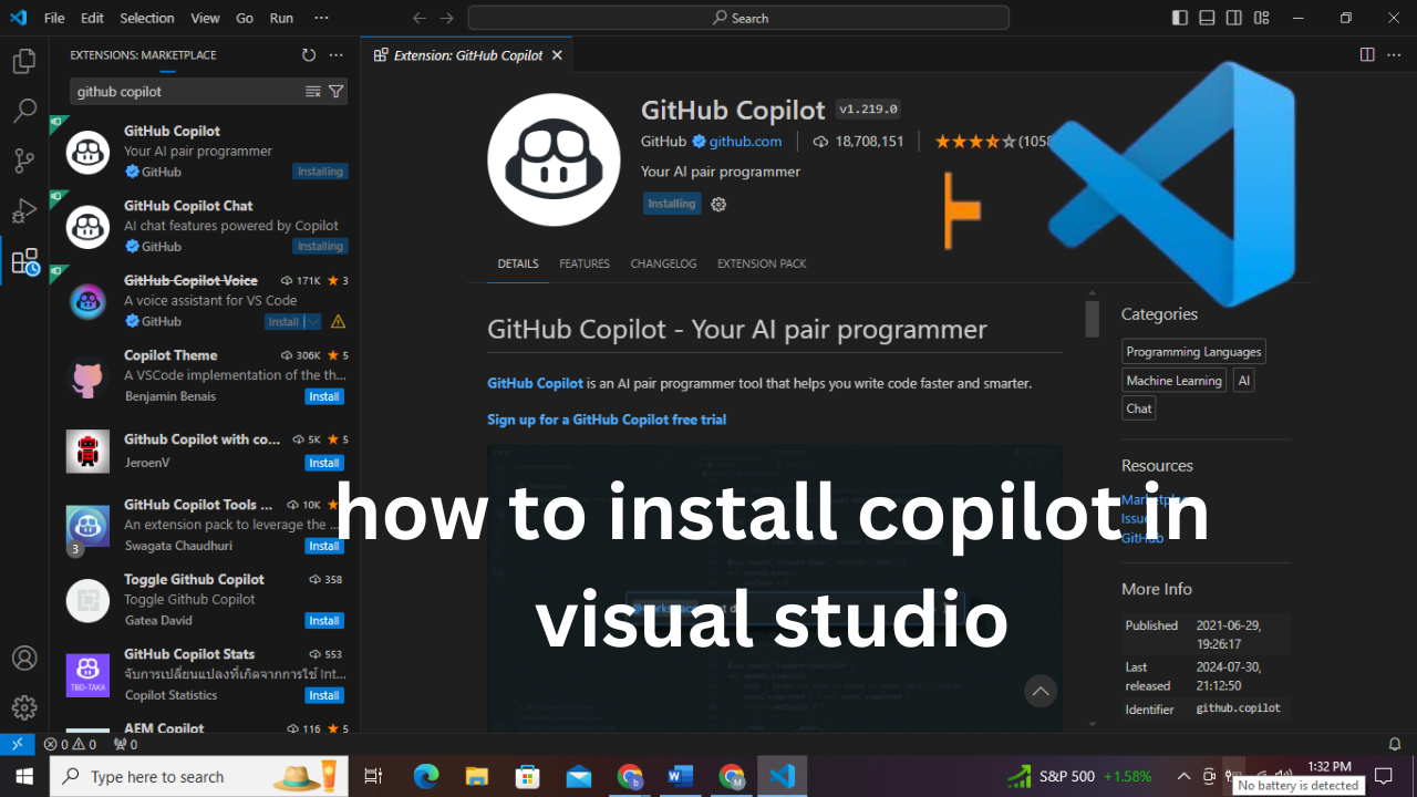 how to install copilot in visual studio